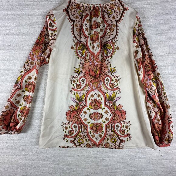 JM Collection Womens M Floral Bohemian V-Neck Blouse Retro Paisley Eclectic 70's - Picture 3 of 12